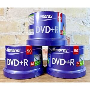 Memorex DVD+R Blank Discs Lot 150 Total 3x50 Packs 4.7GB 16x Recordable Sealed